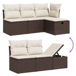Salon de jardin avec coussins 7 pcs marron résine tressée 508815508815
