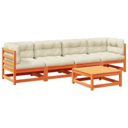 Salon de jardin 5 pcs avec coussins cire marron bois pin massif 508816508816