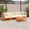 Salon de jardin 5 pcs avec coussins cire marron bois pin massif 508816508816