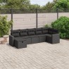 Salon de jardin 7 pcs avec coussins noir résine tressée 508830508830