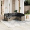 Salon de jardin avec coussins 7 pcs gris clair résine tressée 508831508831