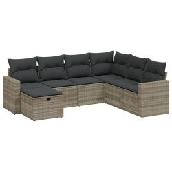 Salon de jardin avec coussins 7 pcs gris clair résine tressée 508831508831