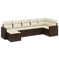 Salon de jardin avec coussins 7 pcs marron résine tressée 508837508837