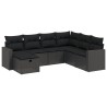 Salon de jardin 7 pcs avec coussins noir résine tressée 508839508839