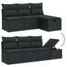 Salon de jardin 7 pcs avec coussins noir résine tressée 508839508839