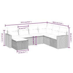Salon de jardin 7 pcs avec coussins noir résine tressée 508839508839