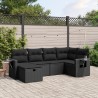 Salon de jardin 6 pcs avec coussins noir résine tressée 508841508841