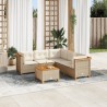 Salon de jardin avec coussins 6 pcs beige résine tressée 508846508846