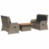 Salon de jardin 3 pcs avec coussins Gris Résine tressée 508849508849