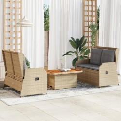 Salon de jardin avec coussins 3 pcs beige résine tressée 508850508850