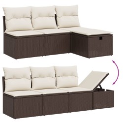 Salon de jardin avec coussins 7 pcs marron résine tressée 508851508851