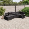 Salon de jardin 7 pcs avec coussins noir résine tressée 508852508852