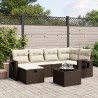 Salon de jardin avec coussins 7 pcs marron résine tressée 508853508853