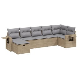 Salon de jardin avec coussins 7pcs mélange beige résine tressée 508854508854