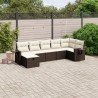 Salon de jardin avec coussins 7 pcs marron résine tressée 508856508856