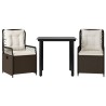 Ensemble à manger de jardin 3 pcs et coussins marron poly rotin 508863508863