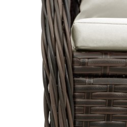 Ensemble à manger de jardin 3 pcs et coussins marron poly rotin 508863508863