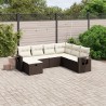 Salon de jardin avec coussins 7 pcs marron résine tressée 508867508867