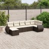 Salon de jardin avec coussins 7 pcs marron résine tressée 508869508869