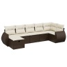 Salon de jardin avec coussins 7 pcs marron résine tressée 508869508869