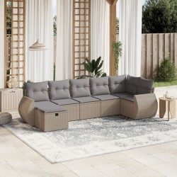 Salon de jardin avec coussins 7pcs mélange beige résine tressée 508872508872