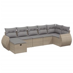 Salon de jardin avec coussins 7pcs mélange beige résine tressée 508872508872
