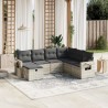 Salon de jardin avec coussins 7 pcs gris clair résine tressée 508875508875