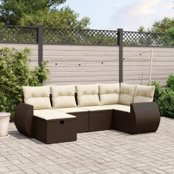 Salon de jardin avec coussins 6 pcs marron résine tressée 508876508876