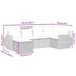 Salon de jardin 6 pcs avec coussins gris clair résine tressée 508877508877