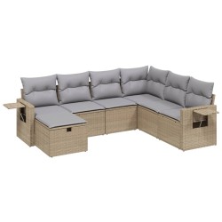 Salon de jardin avec coussins 7pcs mélange beige résine tressée 508878508878