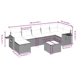 Salon de jardin 8 pcs avec coussins noir résine tressée 508879508879