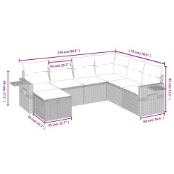 Salon de jardin 7 pcs avec coussins noir résine tressée 508880508880