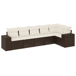 Salon de jardin avec coussins 6 pcs marron résine tressée 508884508884
