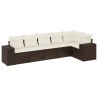 Salon de jardin avec coussins 6 pcs marron résine tressée 508884508884