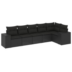 Salon de jardin 6 pcs avec coussins noir résine tressée 508888508888