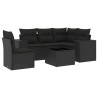 Salon de jardin 6 pcs avec coussins noir résine tressée 508889508889