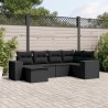 Salon de jardin 6 pcs avec coussins noir résine tressée 508890508890
