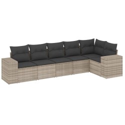 Salon de jardin 6 pcs avec coussins gris clair résine tressée 508896508896