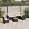 Salon de jardin 7 pcs avec coussins noir résine tressée 508901508901
