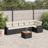 Salon de jardin 7 pcs avec coussins noir résine tressée 508903508903