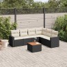 Salon de jardin 7 pcs avec coussins noir résine tressée 508904508904