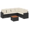 Salon de jardin 7 pcs avec coussins noir résine tressée 508904508904