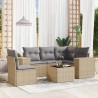 Salon de jardin avec coussins 6 pcs beige résine tressée 508908508908