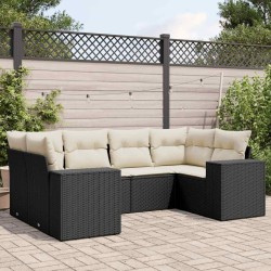 Salon de jardin 6 pcs avec coussins noir résine tressée 508910508910