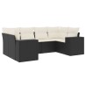 Salon de jardin 6 pcs avec coussins noir résine tressée 508910508910
