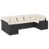 Salon de jardin 7 pcs avec coussins noir résine tressée 508913508913