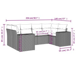 Salon de jardin 6 pcs avec coussins gris résine tressée 508914508914