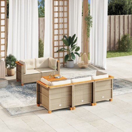 Salon de jardin avec coussins 6 pcs beige résine tressée 508918508918