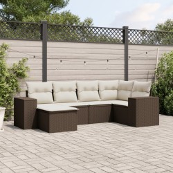Salon de jardin avec coussins 6 pcs marron résine tressée 508920508920