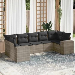Salon de jardin avec coussins 7 pcs gris clair résine tressée 508921508921